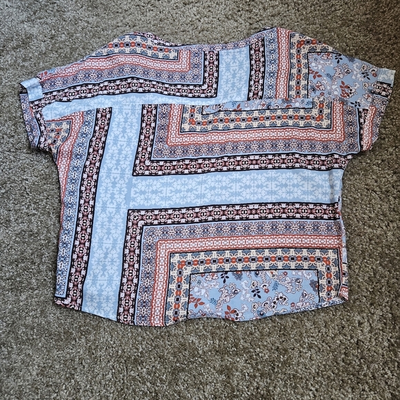 Sage The Label Bohemian Patchwork Short Sleeve Crop Top, Size Small - Picture 5 of 5